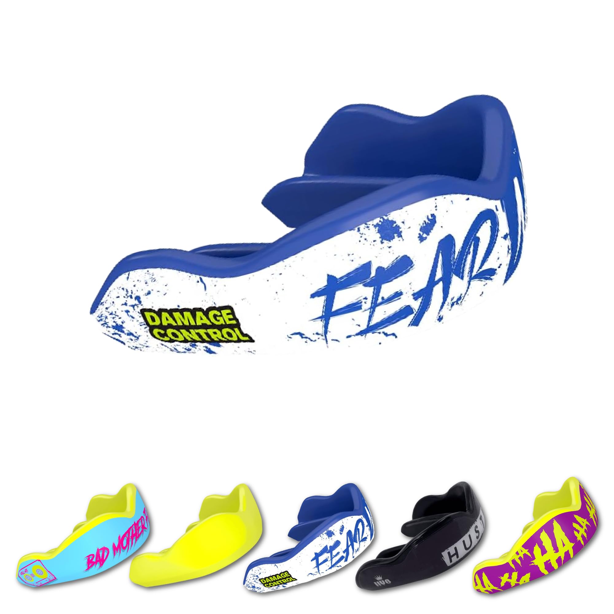 DAMAGE CONTROL High Impact Mouth Guard, Mouthguards for Sports, Boxing, Roller Derby, Hockey, Lacrosse Mouth Guard, Mouth Guards with Ultra Fit and Protection Against Shock (Adult, Fear None)