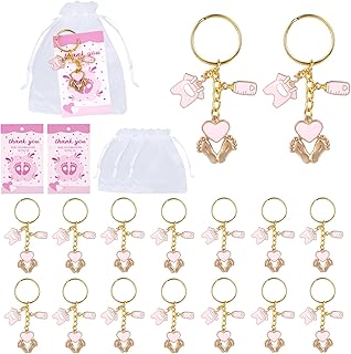 20 Sets Baby Shower Favors for Guests, Baby Shower Gifts for Guest, Cute Footprint Keychains for Party Supplies