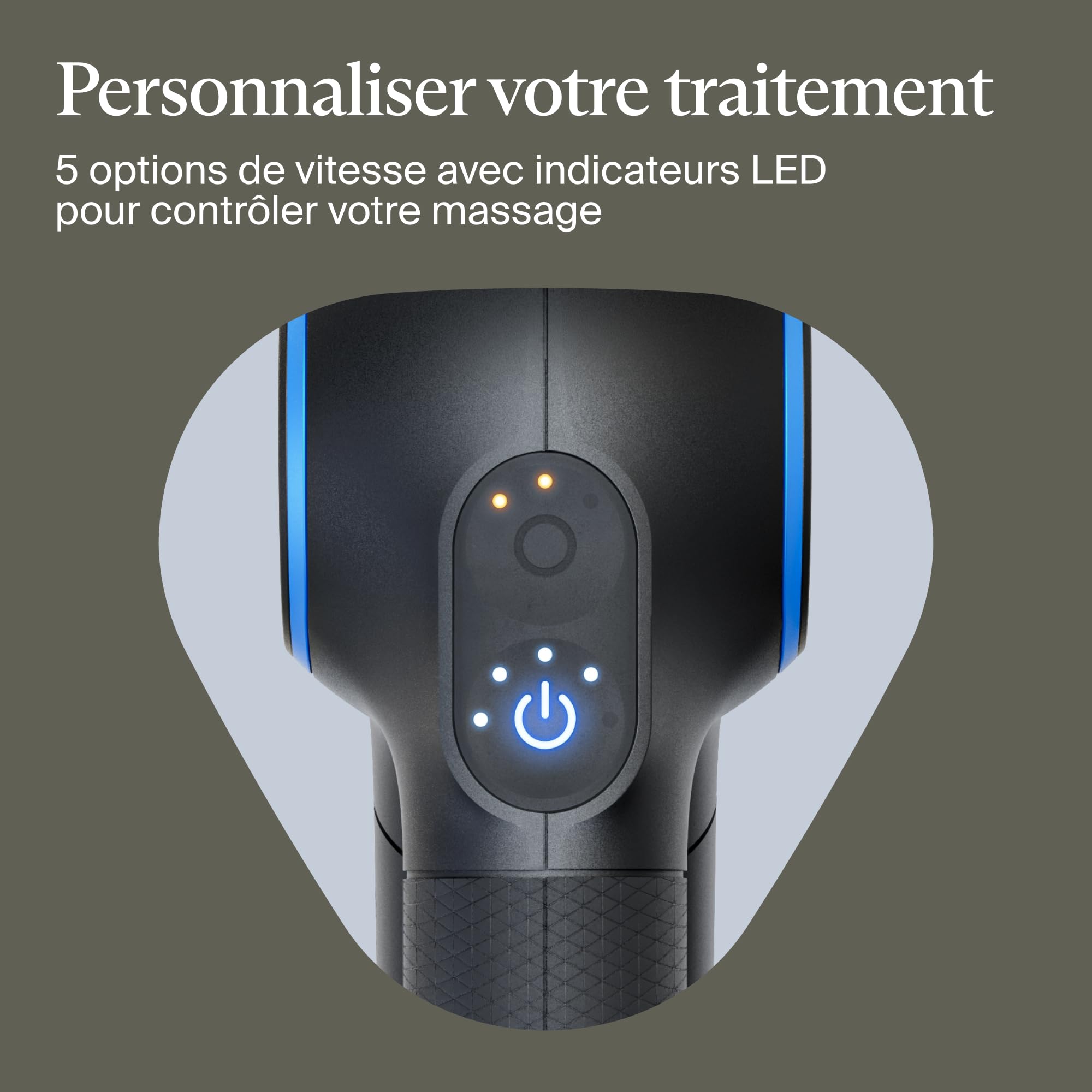 Theragun Prime Percussion Pistolet de massage portable Soulagement des douleurs du cou et du dos des tissus profonds, masseur électrique portatif, chargement Bluetooth et USB-C, 5e génération