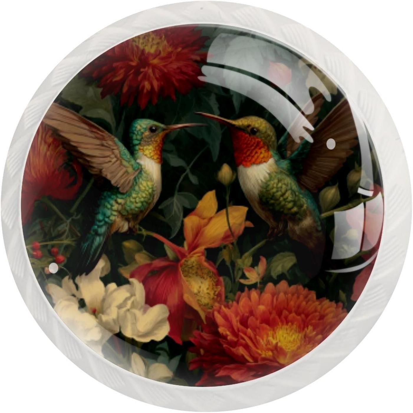 Black Hummingbirds Flowers (1) Modern Style Drawer Knobs, Universal Cabinet Knobs for Kitchen Living Room Bedroom
