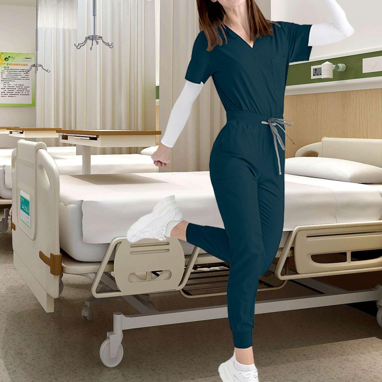 kowaku Uniforme de Enfermera Set Completo Mujer Blusa Pantalón Poliéster Transpirable con Gancho para Y Bolsillos Adecuado para Trabajo Sanitario