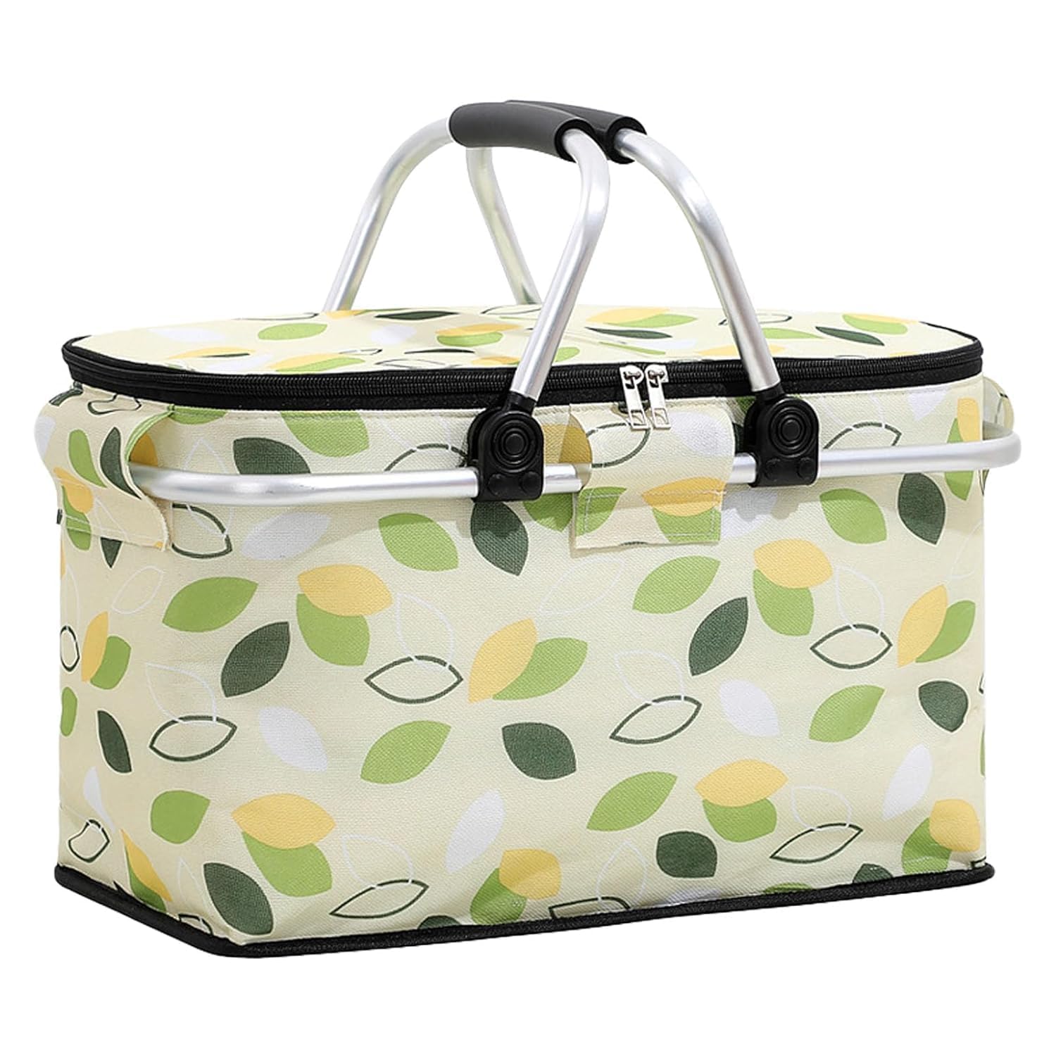 VDHJA Cooler Bag Insulated Folding Picnic Basket Isothermal Lunch Bag Handles Shopping Baskets Cooler Box for Printed Square Aluminium Handle for Travel Bag Hiking Beach Day Trip