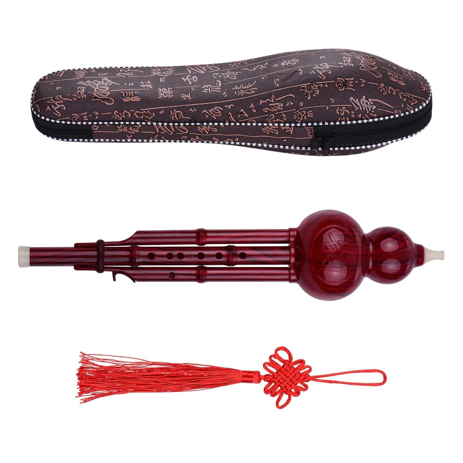Hulusi Chino Flauta De Cucurbitáceas De Calabaza Hulusi Hecha A Mano China Instrumento Musical Étnico Llave De C Con Estuche Para Principiantes(Set 2)