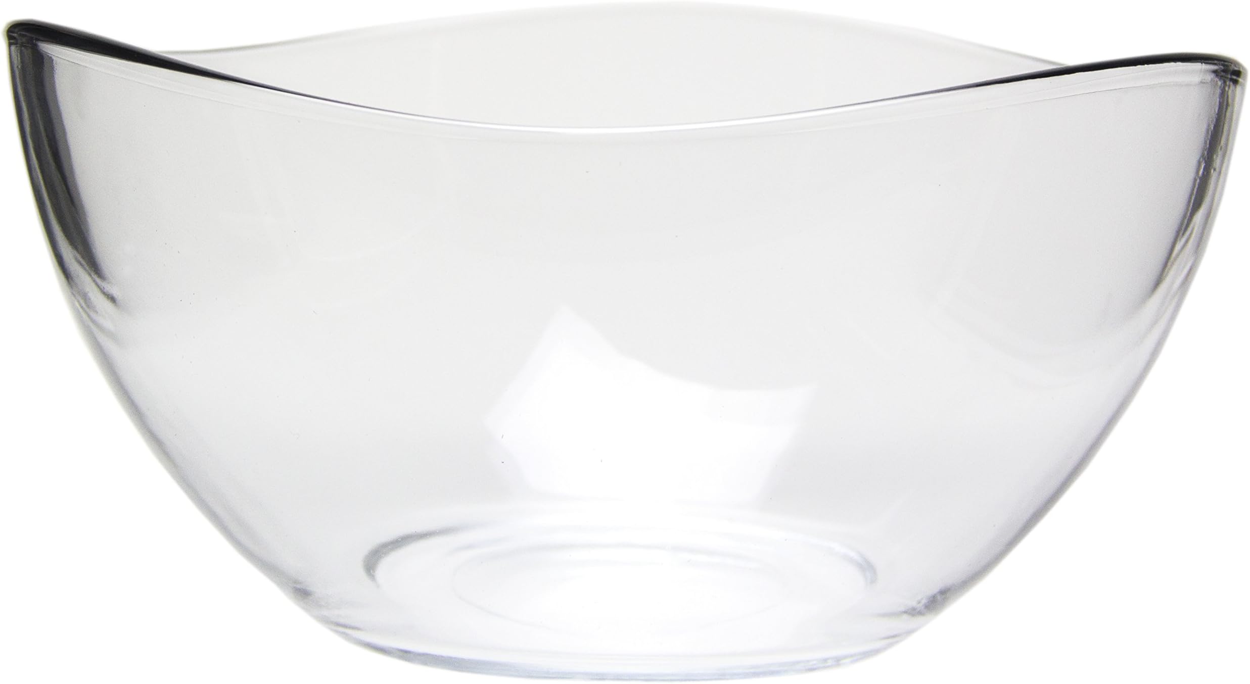 Red Co. Medium 2 Quart Clear Glass Wavy Serving & Mixing Bowl for Salad, Pasta, Desserts, Snacks
