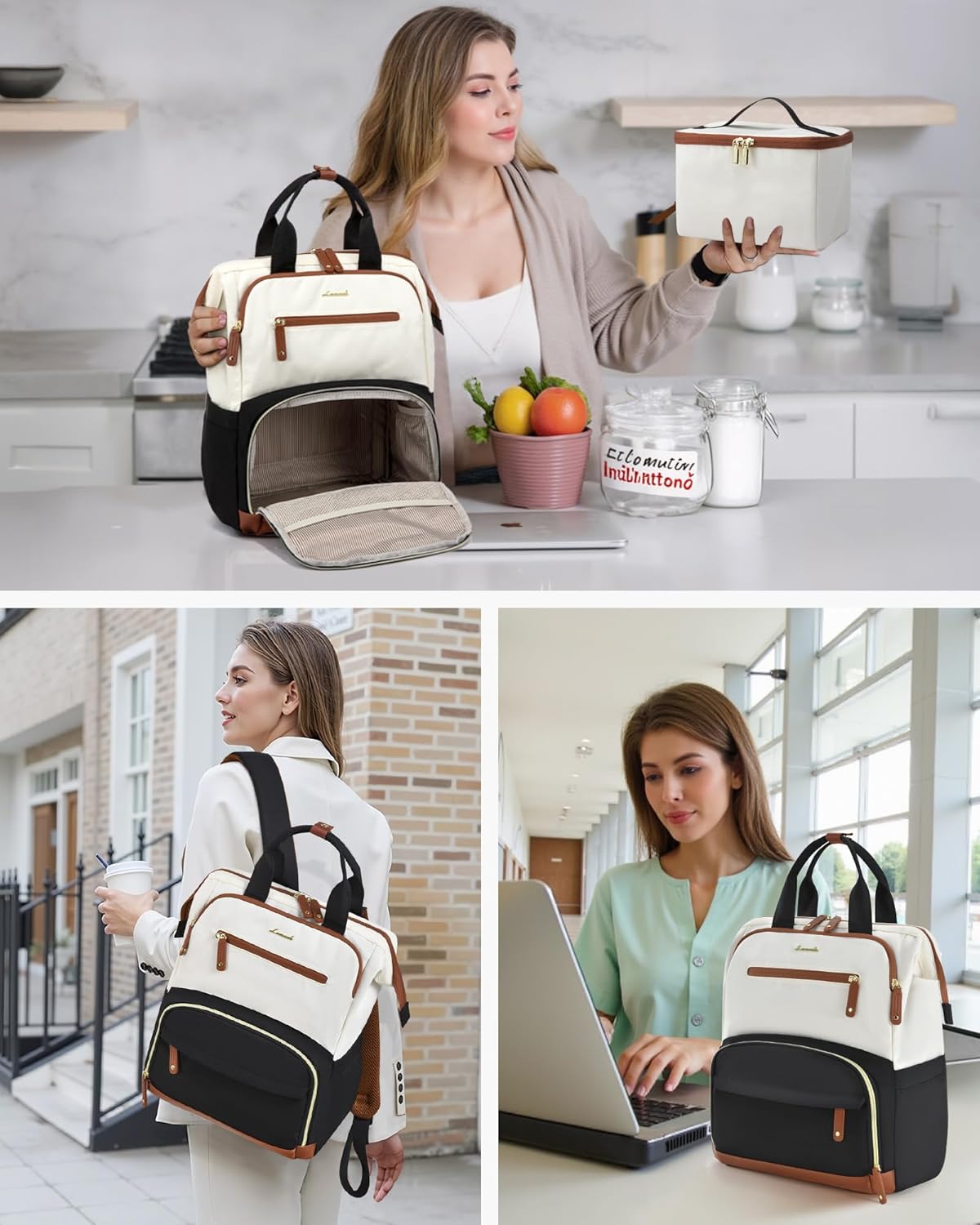 LOVEVOOK Lunch Backpack for Women, 15.6 Inch Laptop Bag with Insulated Cooler Lunch Box, Work Backpack for Teacher Nurse, Travel Backpack Lunch Bag for Camping Picnic Daily Use - Image 5