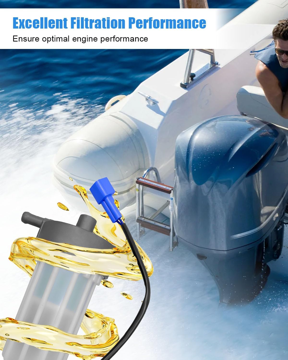 Fuel Filter w/Replaceable Cartridge and O-Ring Replace 6P3WS24A Cartridge Type Fuel Filter Compatible with YAMAHA F200 F225 F250 2006 Outboard Engine 6P3 24560 03