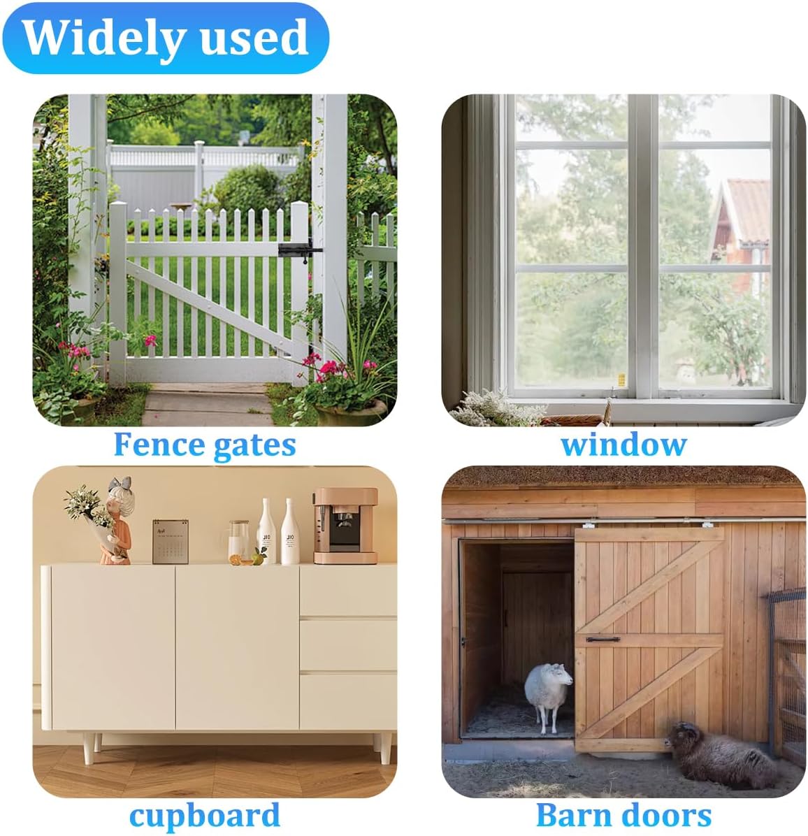 Black 5 inch Barrel Bolt Latch,Stainless Steel Strap with Padlock Hole,Fence/barn/Courtyard/Bedroom Dutch Door Latch