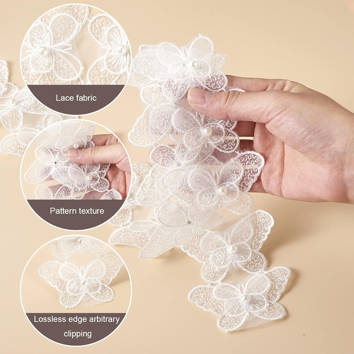 Pandahall 6 Yards Organza Lace Trim with Flower Pattern 6 Style Flower Butterful Sewing Crochet Lace Ribbons for DIY Jewelry Making