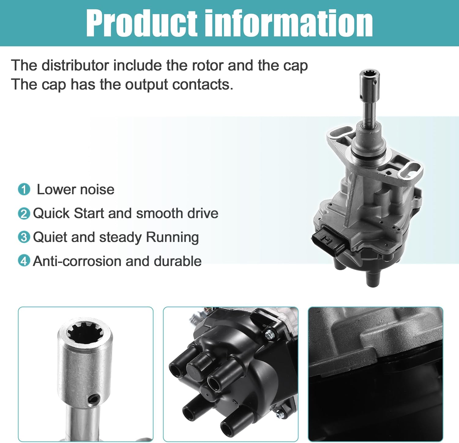 X AUTOHAUX Replacement Ignition Distributor for Nissan D21 Hardbody Pickup 1996-1997 22100-1S701 22100-1S702 22100-1S703 with Cap and Rotor