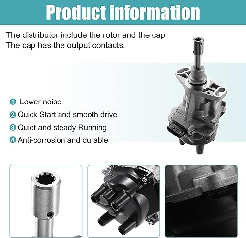 Miniatura 5 de X AUTOHAUX Distribuidor de encendido de repuesto para camioneta Nissan D21 Hardbody 1996-1997 22100-1S701 22100-1S702 22100-1S703 con tapa y rotor