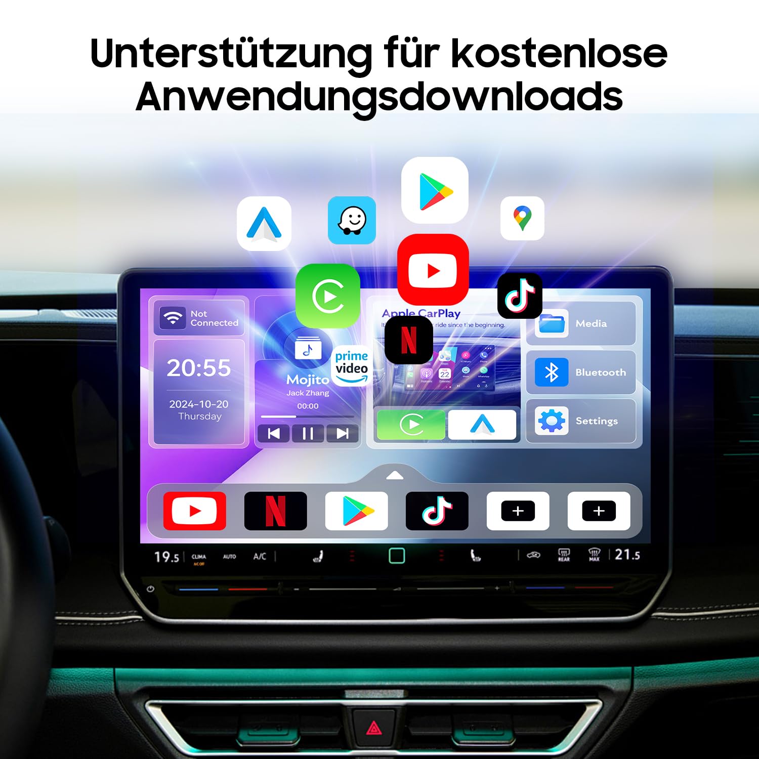 Adapter WJAN-TV2.0 CarPlay 2025 Wireless YouTube Netflix - Dettaglio