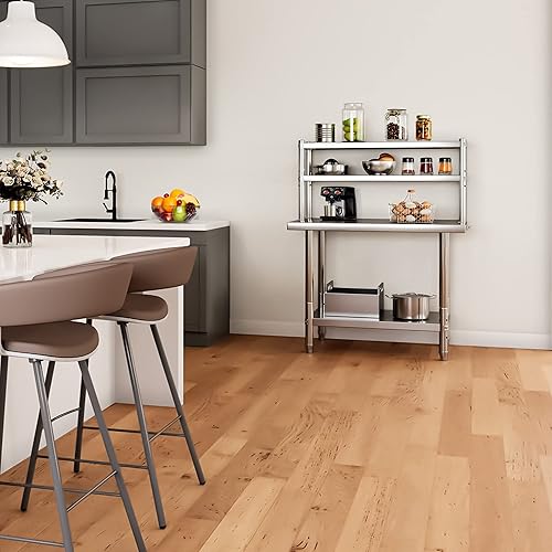 Miniatura 6 de YITAHOME NSF Mesa de acero inoxidable con repisa, mesa de trabajo de 36 x 24 pulgadas y estante de 36 x 12 pulgadas, mesa de preparación de metal