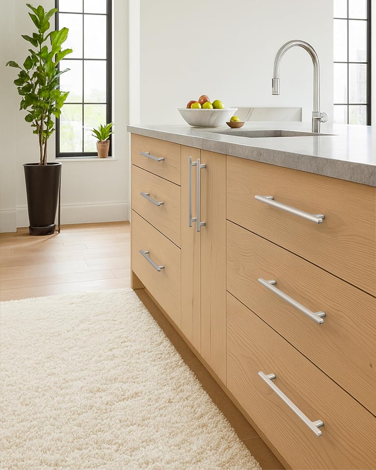 10 Pack 5''(128mm) Brushed Nickel Cabinet Handles Kitchen Satin Nickel Cabinet Pulls Drawer Dresser Hardware for Bathroom Cupboard CK0084