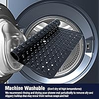 Vista 6 de Black Square Shower Bathtub Mat Non Slip 21x21 Inch, Soft Bath Mat for Inside Shower Tub, Shower Stall Mats for Bathroom Floor, Big Suction Cups