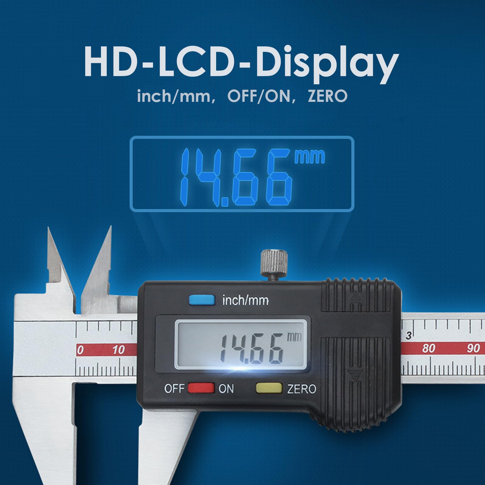Digital Messschieber 200 mm - mit Spitzem Schnabel, Metrisch/imperial, Aus Rostfreiem Stahl, Gehärtet, LED Display Industrielles Testinstrument Messwerkzeuge