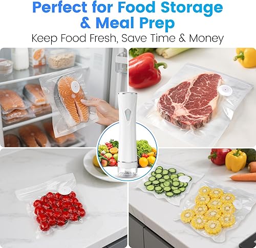 Miniatura 7 de Sellador al vacío para alimentos con tanque visible, máquina selladora al vacío de mano con 30 bolsas reutilizables para una frescura 5 veces más