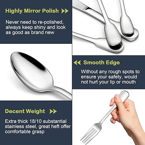 Miniatura 7 de LIANYU Superior - Juego de cubiertos de acero inoxidable 1810, 20 piezas para 4, cubiertos elegantes para cocina, restaurante, boda, pulido de