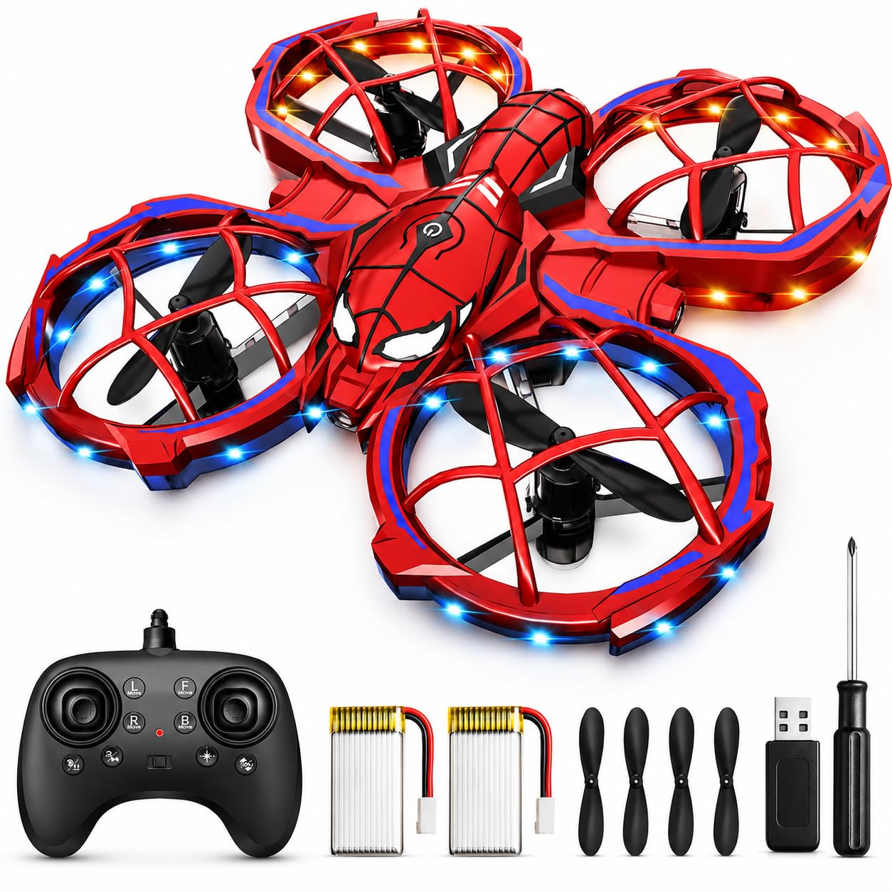 Photo 1 of Spider Mini Drone for Kids, RC drone with LED Lights, Indoor & Outdoor Flying Toy for 8-12 Years Old Boys, 3 Speeds Mode, 360° Flips, Auto Hovering, Headless Mode, Easter Birthday Gifts for kids