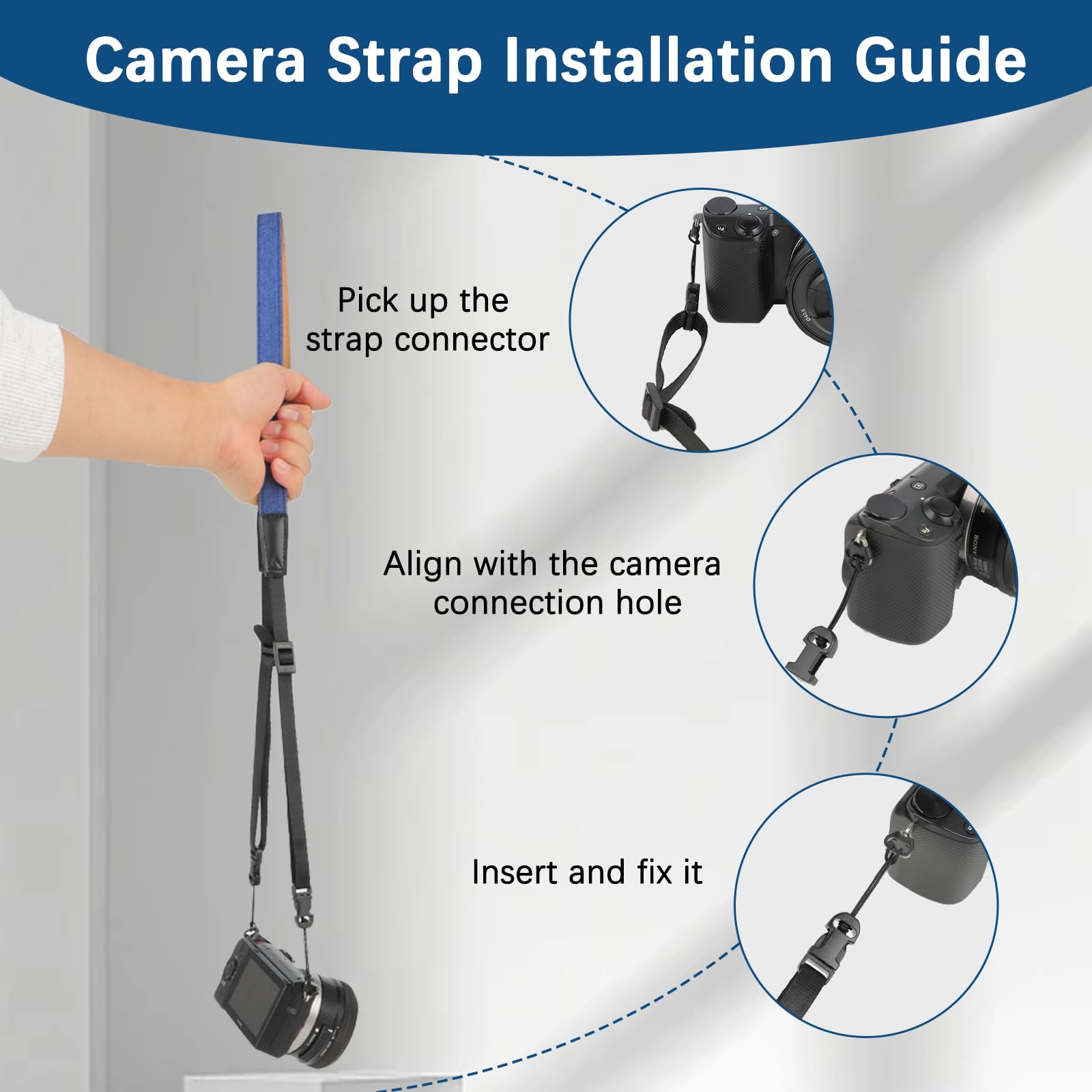Windfromort Cinghia Regolabile Tracolla Macchina Fotografica - Cinghia Macchina Fotografica Morbidissima con Sgancio Rapido - Camera Strap Universale per DSLR/Mirrorless/Compact (Nero)