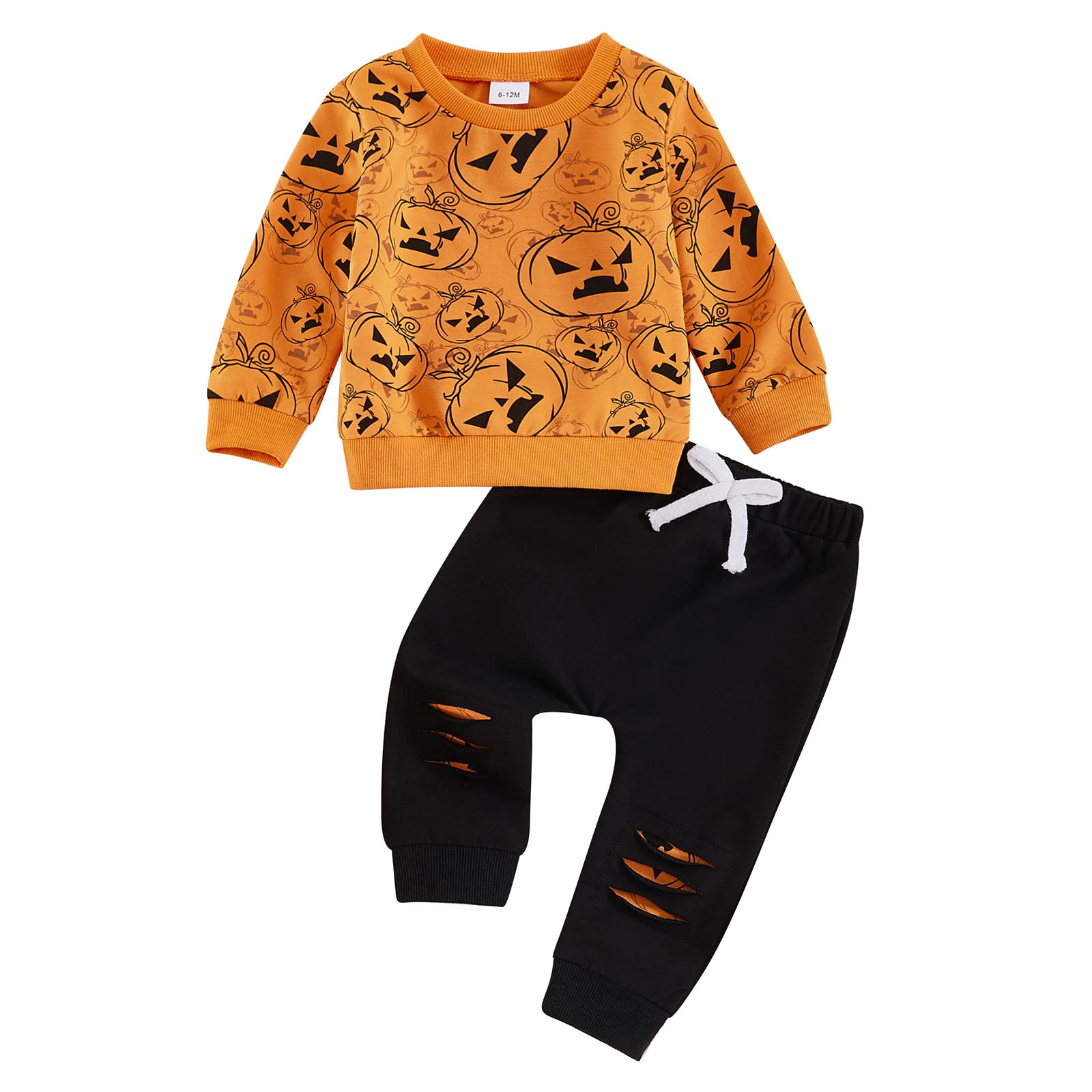 Costume Halloween Bébé Garçon - Sweat Citrouille + Pantalon - 2 Pièces En Coton - Taille 0-24 Mois Et 2-3 Ans
