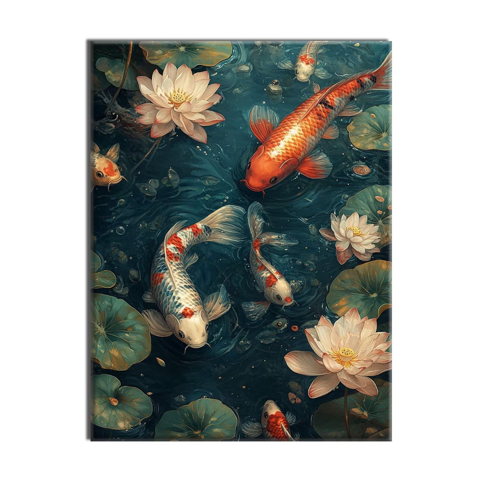 Diamond Painting Carpe Lotus Mosaique Loisir Creatif Kit, Diy Diamond Point de Croix Broderie, Cristal Art Kit Peinture Diamant, Automne Halloween Decoration Murale, Cadeau de Noel 90x120cm W-l-266