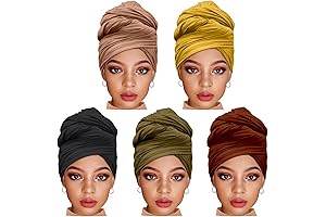 5 Pieces Solid Color Multicolor Combination Stretch Hijab Extra Large Scarf Wraps for Women