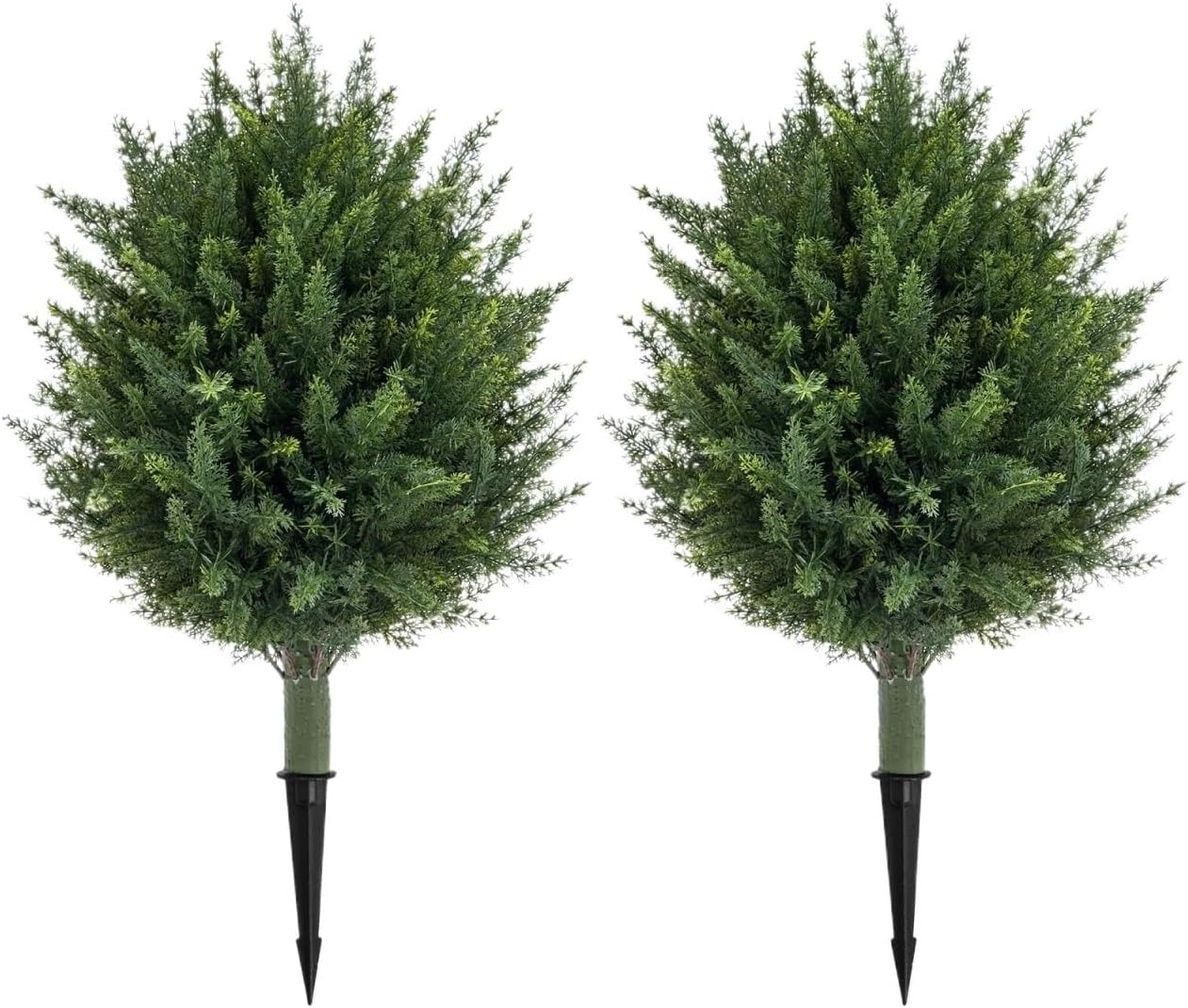 Artificial Spherical Tree/Shrub with Ground Stakes, for Gardens, Patios, Terraces, and Home Décor,2 Pack(Green Cypress)