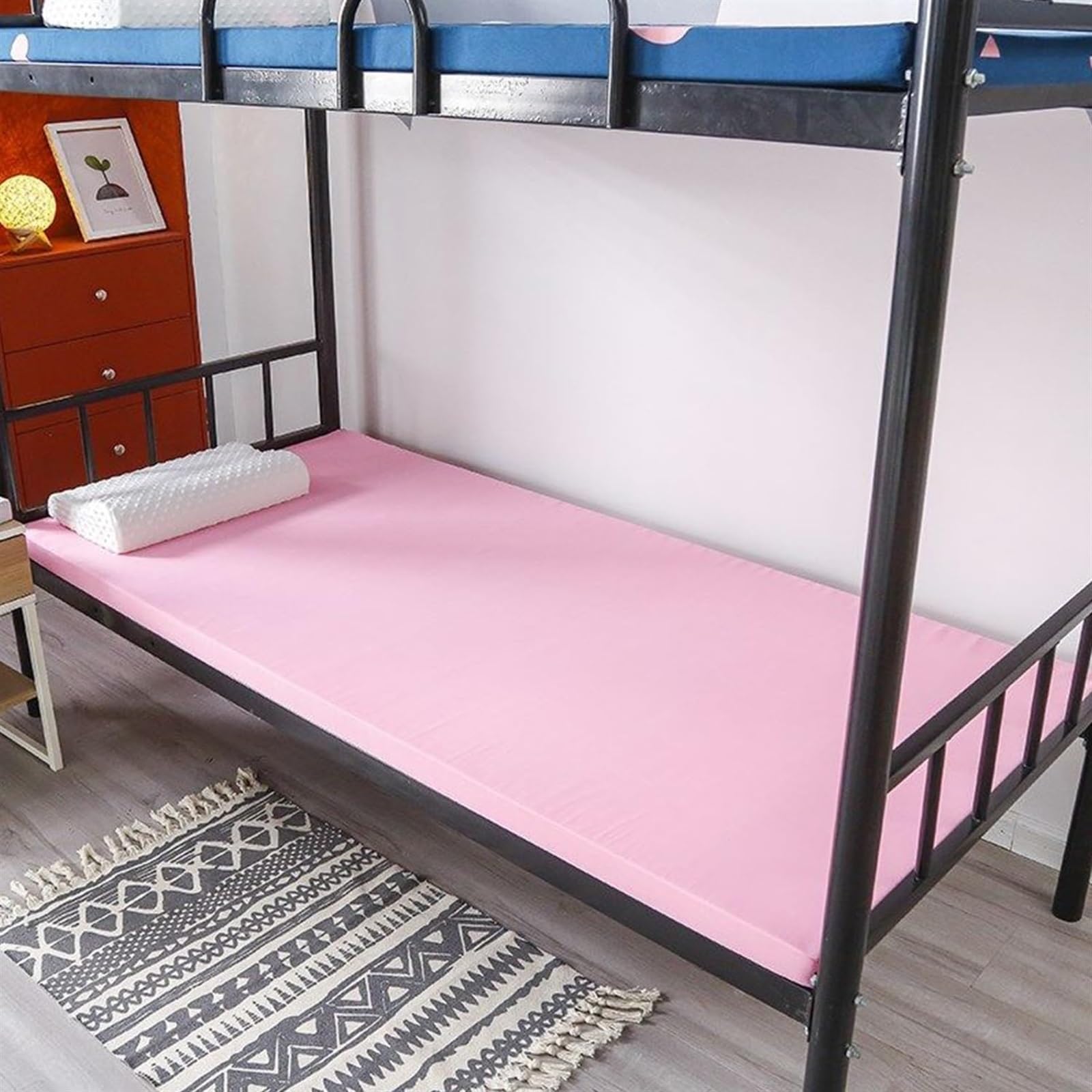Colchón Topper de Espuma Viscoelástica para Cama Individual, Topper Suave para Dormir, Almohadilla de Colchón Ventilada de Alta Densidad con Funda Desmontable y Lavable(Pink 3cm,90x190cm)