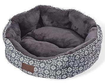 Yotruth Cat Bed for Small Dogs Washable - Cat Bed for Indoor Cats, Round Super Soft Plush Flannel Puppy Beds, Slip-Resistant Oxford Bottom (25