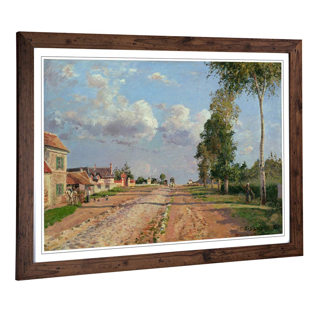 Big Box Art Framed Print of Camille Pissaro Route to Versailles Design | Wall Art Picture | Home Decor for Kitchen, Living Room, Bedroom, Hallway, Walnut, A2 / 24.5x18 Inch / 62x45cm