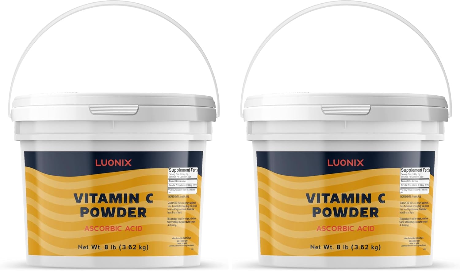 Luonix Vitamin C Powder, 1 Gallon Bucket, Ascorbic Acid, Supplement