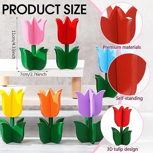 Miniatura 4 de 6 letreros de madera de tulipanes de primavera, decoración de mesa retro, tulipanes de granja, decoración de mesa, centro de mesa, bandeja