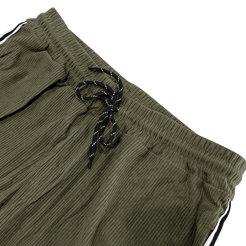 Men's Baggy Sweapants Casual Corduroy Pants Side Stripe Drawstring Wide Leg Lounge Track Pants Workout Trousers3