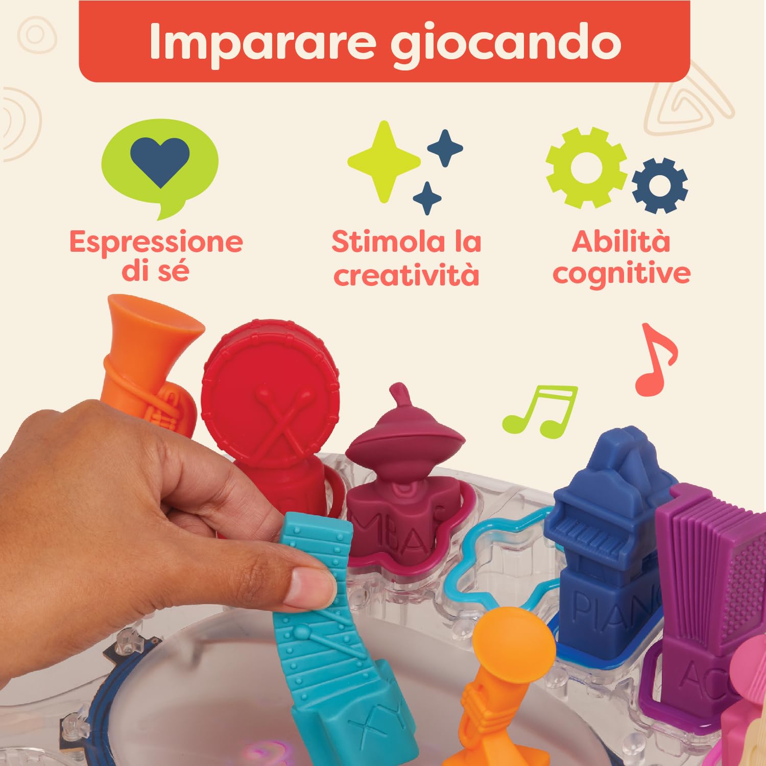B. toys - Sinfonia in B. - Giocattolo musicale interattivo - 13 Strumenti musicali - Palco con canzoni e luci - Orchestra interattiva per bambini - 3 anni +