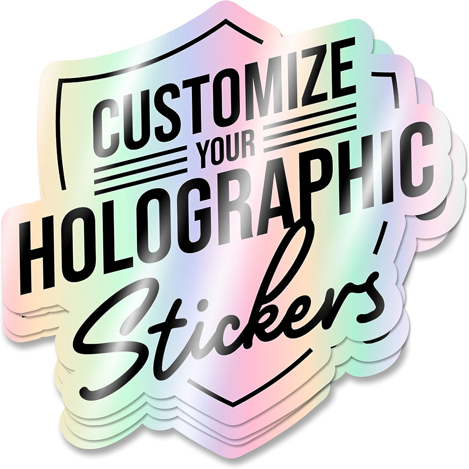 Custom Holographic Stickers — Custom Personalized Stickers for Business Logo — Rainbow Film Individually Cut Labels (Die-Cut)
