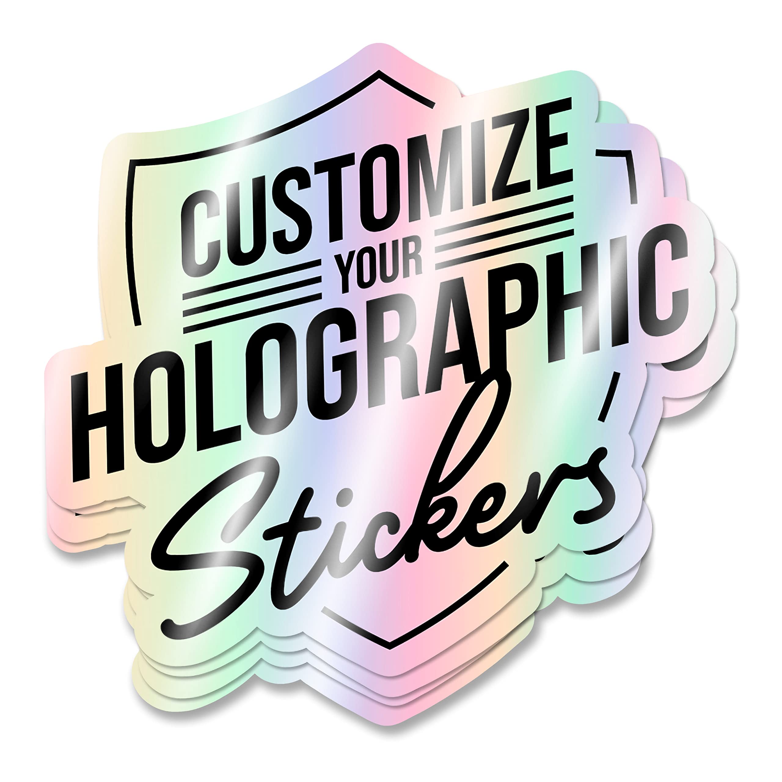instMerch Custom Holographic Stickers — Custom Personalized Stickers for Business Logo — Rainbow Film Individually Cut Labels (Die-Cut)