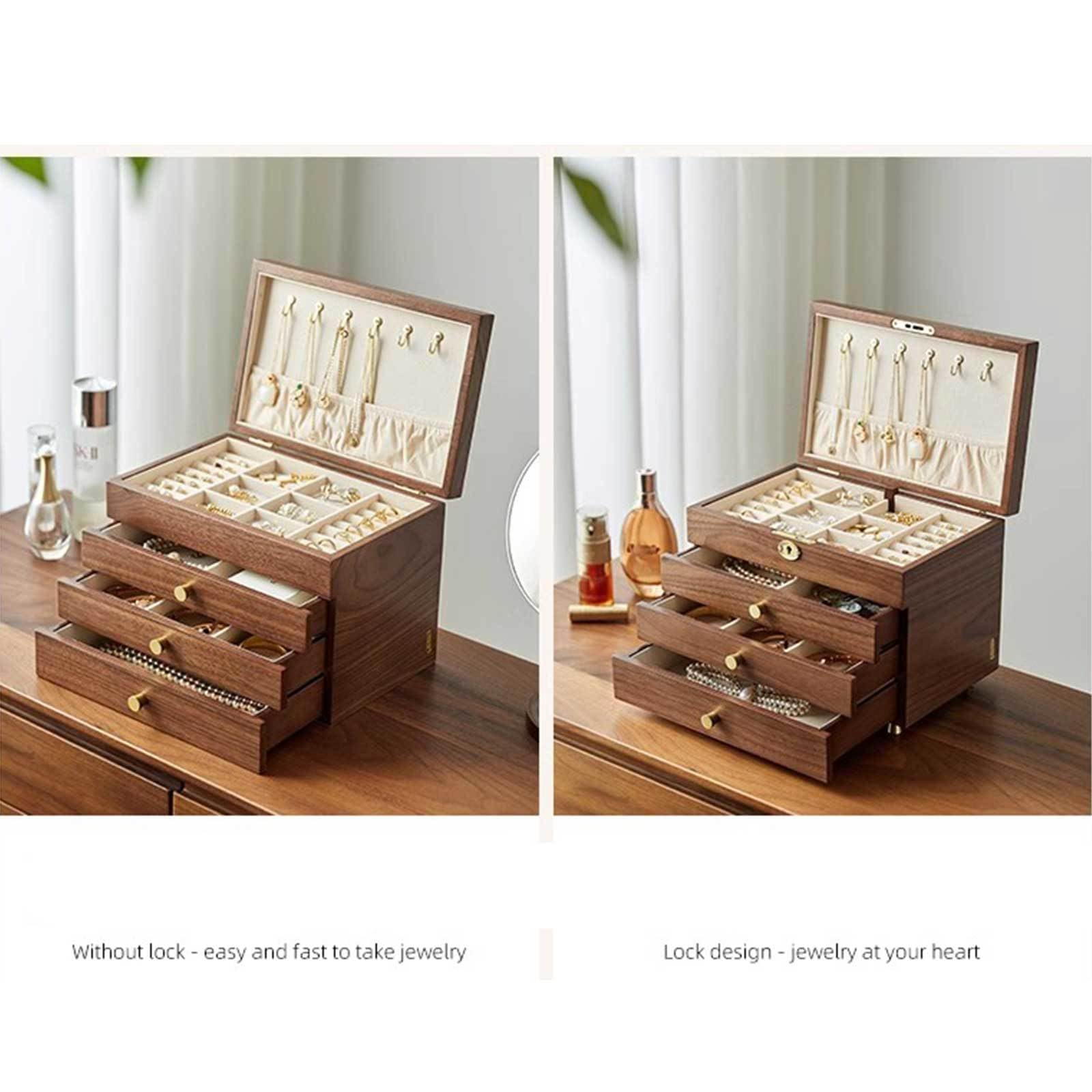 KAMIER Boîte à Bijoux Pour Femme, Grande Boîte De Rangement à Bijoux à 6 Couches Avec Miroir Et