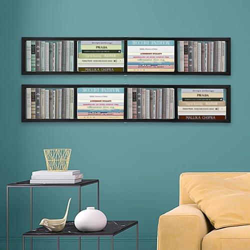 Miniatura 5 de Gdrasuya10 Estante de almacenamiento de 34 pulgadas para montaje en pared, moderno, organizador de almacenamiento de metal, estantes para CD, DVD,