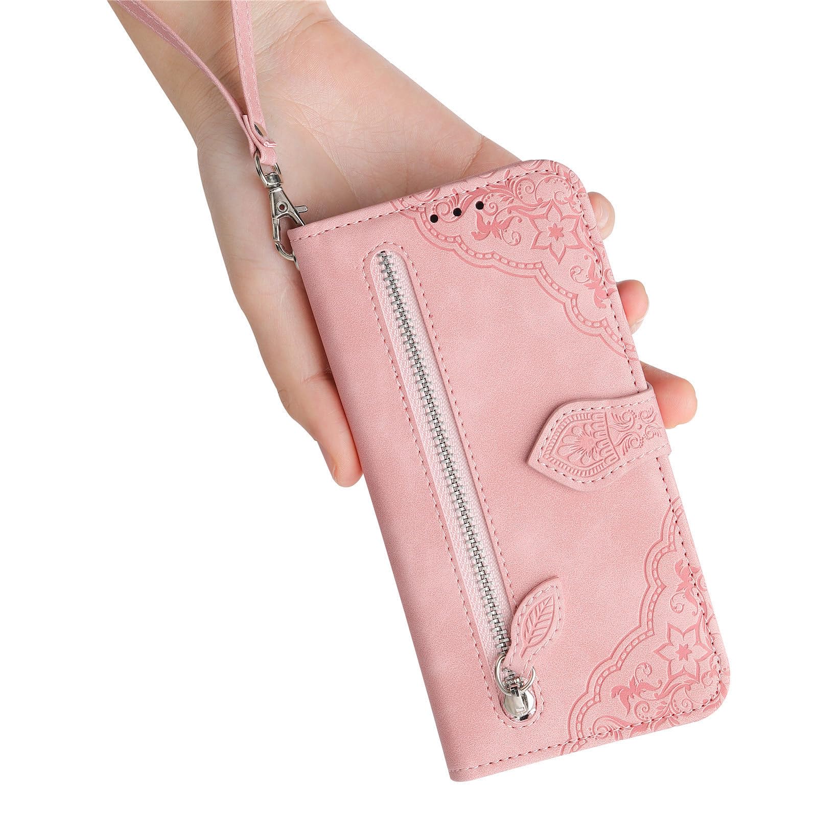 Etui z klapką do Xiaomi 17 Ultra, vintage, tłoczenie kwiatowe, zamek błyskawiczny, odporne na uderzenia, pełna ochrona, miękka powłoka ze stojakiem, fioletowe, 17 Ultra