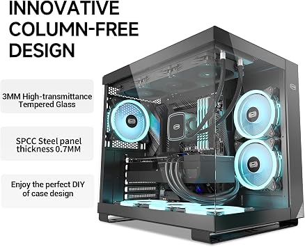 PCCOOLER PC Case Mid Tower Desktop Computer Gaming Superior Case for ATX/M-ATX/ITX with 6 ARGB Case Fans,Column-Free Design,360MM Radiator&400MM GPU Support,Easy Installation (C3T500 ARGB Black)