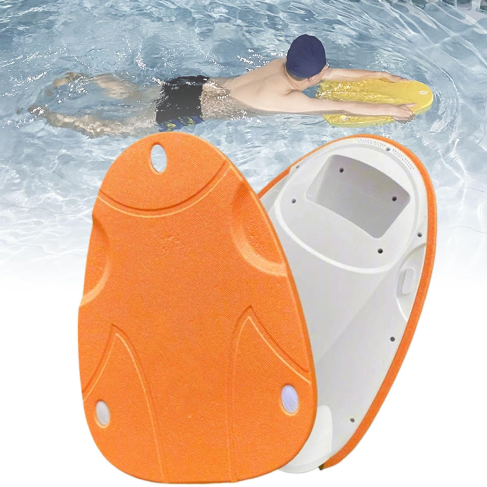 Electirc Swimming Kickboard, Swim Training Kickboard, Underwater Scooter for Party Favor, Outdoor Exercise Water Sports Scooter, Max Buoyancy: 80Kg, for Adults & Child(Orange)