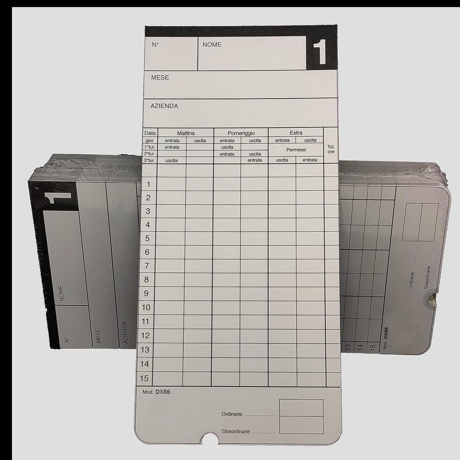 Amano Corporation DX86 Cartellino Quindicinale, per Timbracartellini: AMANO, TR300, TR400, Rock, POP, Cobra, ECO, NE6000, Set di 500 Pezzi