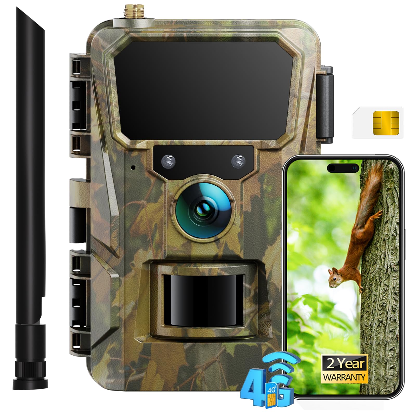 CEYOMUR 4G LTE Camera de Chasse, 2K HD Caméra de Chasse avec SIM Card | Vision Nocturne Infrarouge et Activée par Le Mouvement Piege Photographique pour la Surveillance de la Faune