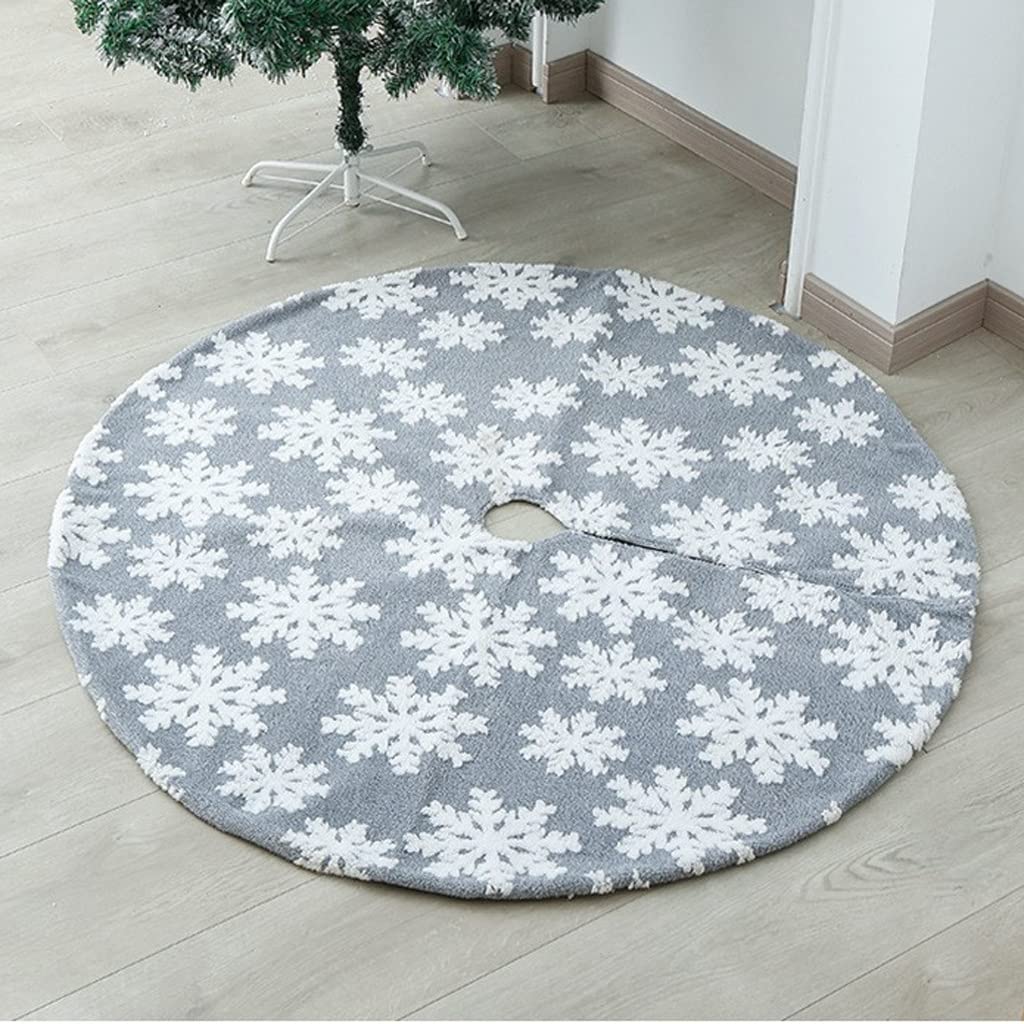 Tappeto sottostante Decorazione per albero di Nata Gonna for albero di Natale in flanella con fiocchi di neve bianchi, ideale come regalo for la casa, for feste e feste(Grey,35inch/3ft)
