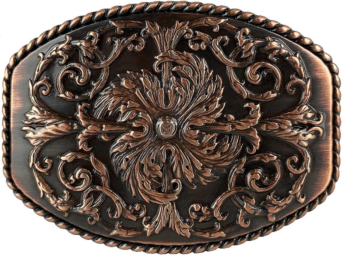 Antique Floral Engraved Ornate Western Design Belt Buckle fits 1-1/2": Clothing