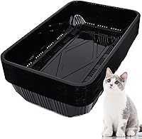 Tessco 30 Pack Disposable Cat Litter Boxes for Kittens & Small Pets - Travel-Ready Trays 16.7x10.5x3.4in Black