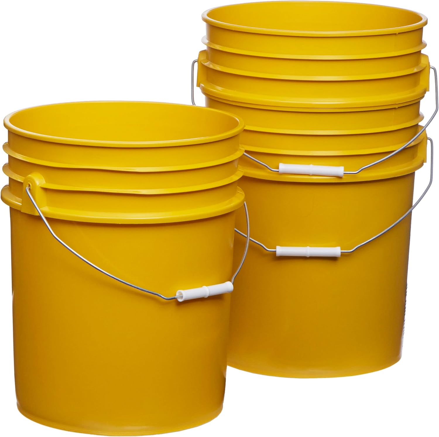 Hudson Exchange 5 Gallon (3 Pack, Yellow) Bucket Pail Container with, Food Grade BPA Free HDPE, NO LIDS