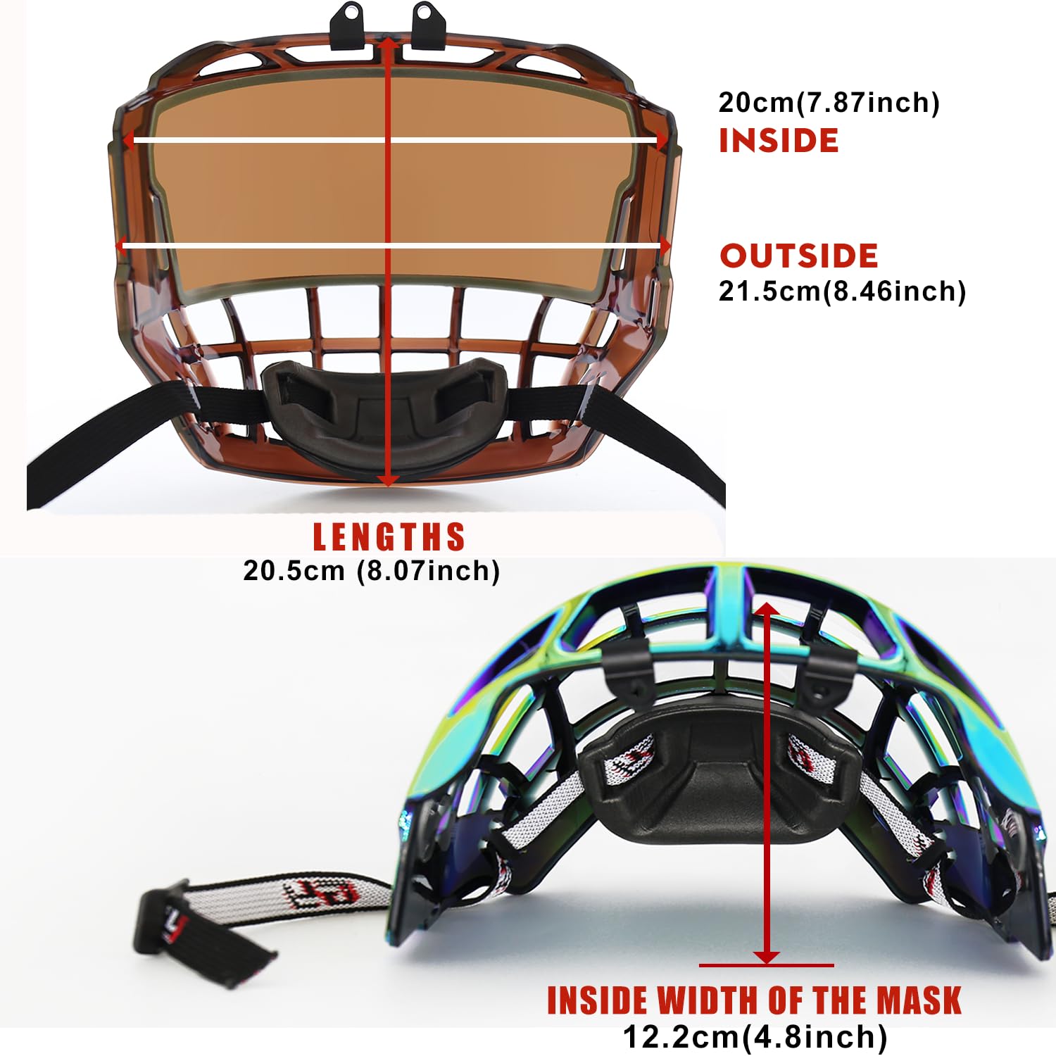 Gy Visera completa de hockey para casco de hockey sobre hielo, para adultos y jóvenes, antiarañazos, antivaho, certificado CE