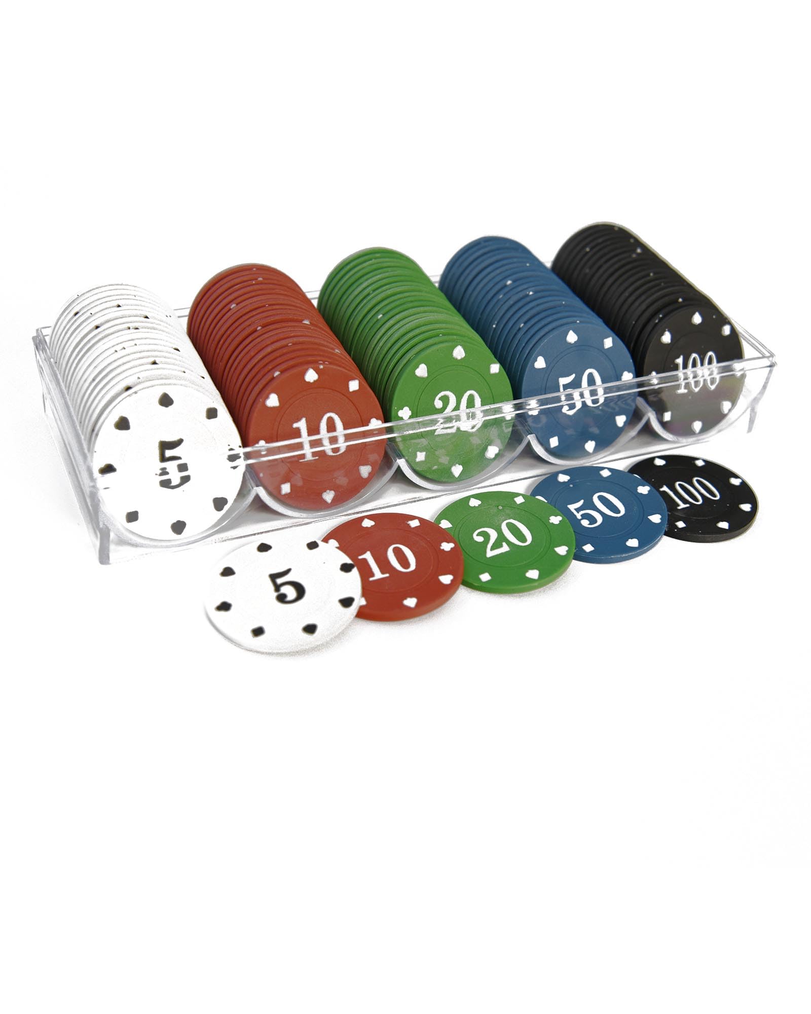 YIMINGOUFEI Poker Chips Set of 100, Casino Quality, Multicoloured Chips (5-10-20-50-100) with Storage Box