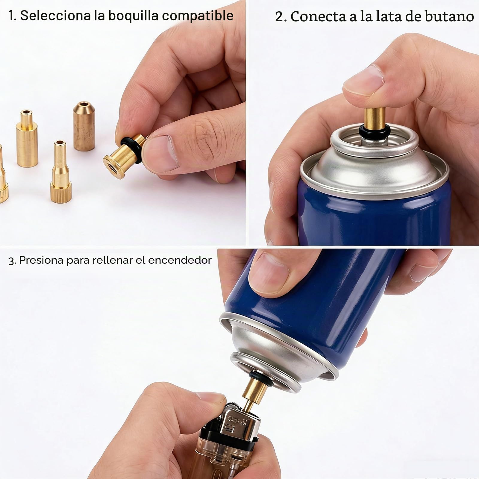 Adaptador de Gas de Repuesto de latón, Apto para encendedores S.T. Dupont, Juego de Piezas, diseñado específicamente para el Mantenimiento y Recarga de encendedores Modelos L1, L2 y LD (7)